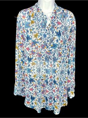 Fever Floral Print Top in White, Blue, Yellow